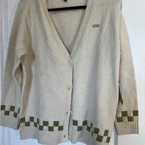 Vans Cream and Green Cardigan Sweater